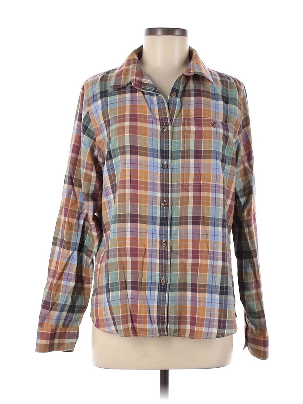 L.L. Bean Multicolor Plaid Button-Down Flannel Shirt